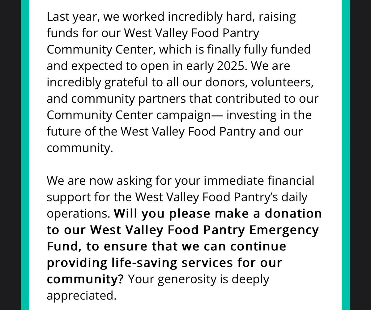 Friends, the West Valley Food Pantry in the San Fernando Valley is in desperate need of donations to continue to serve thousands of families in Los Angeles. I have volunteered for them for many many years and can tell you this program is life changing westvalleyfoodpantry.org