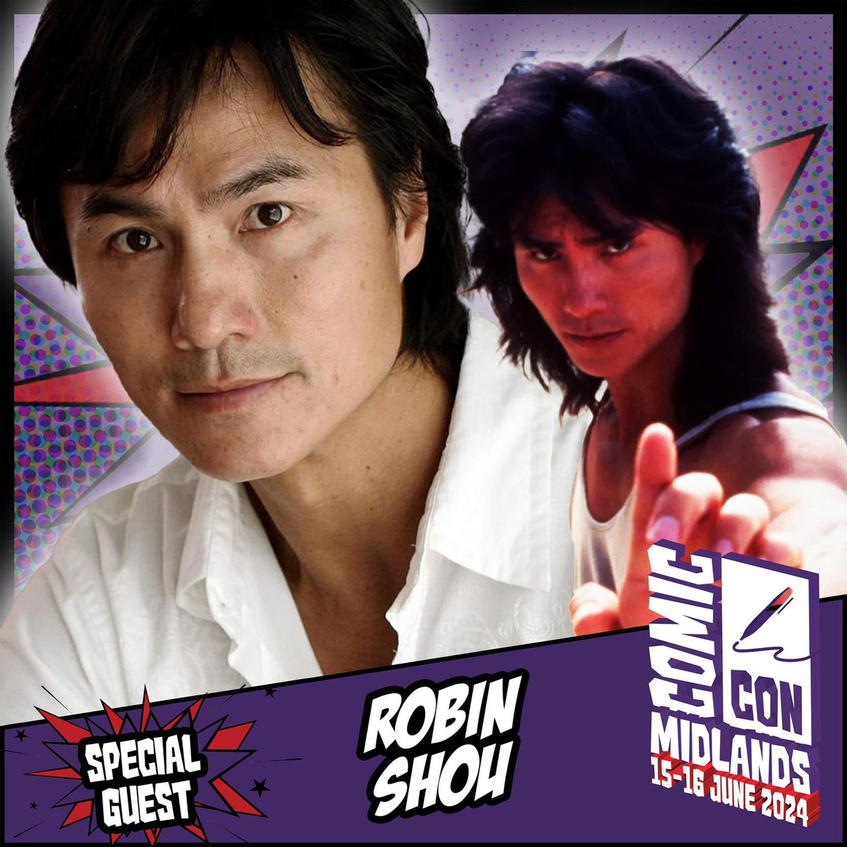 Comic Con Midlands welcomes Robin Shou, known for projects such as Mortal Kombat, Death Race, Pirate Brothers, Black Tiger, and many more. Appearing 15-16 June! Tickets: comicconventionmidlands.co.uk