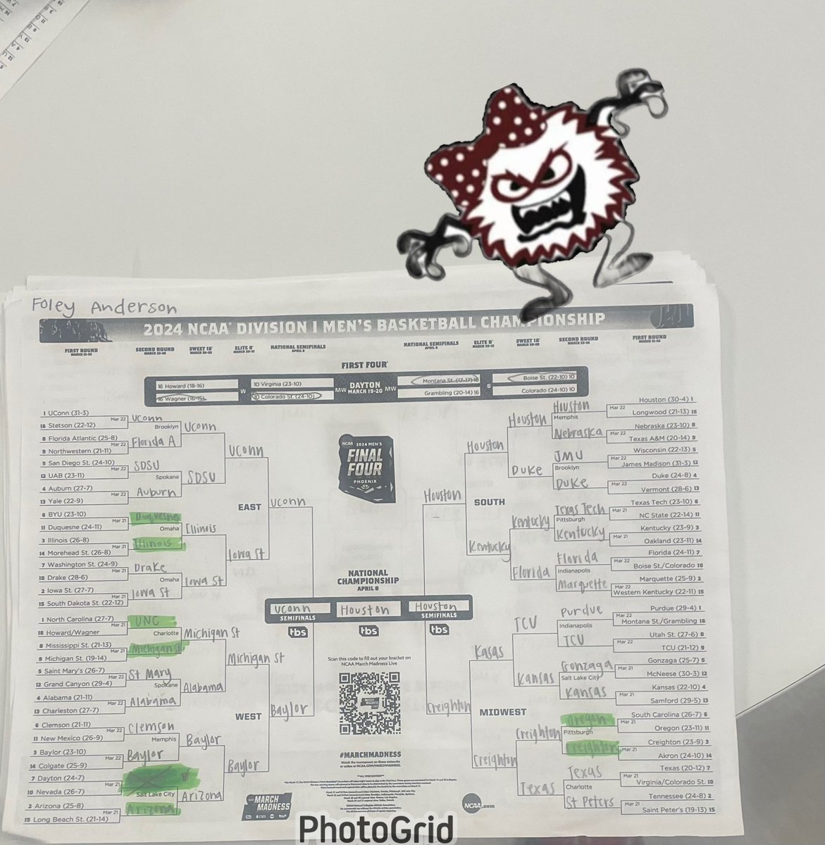 Foley with our only perfect bracket so far!! #MarchMadness