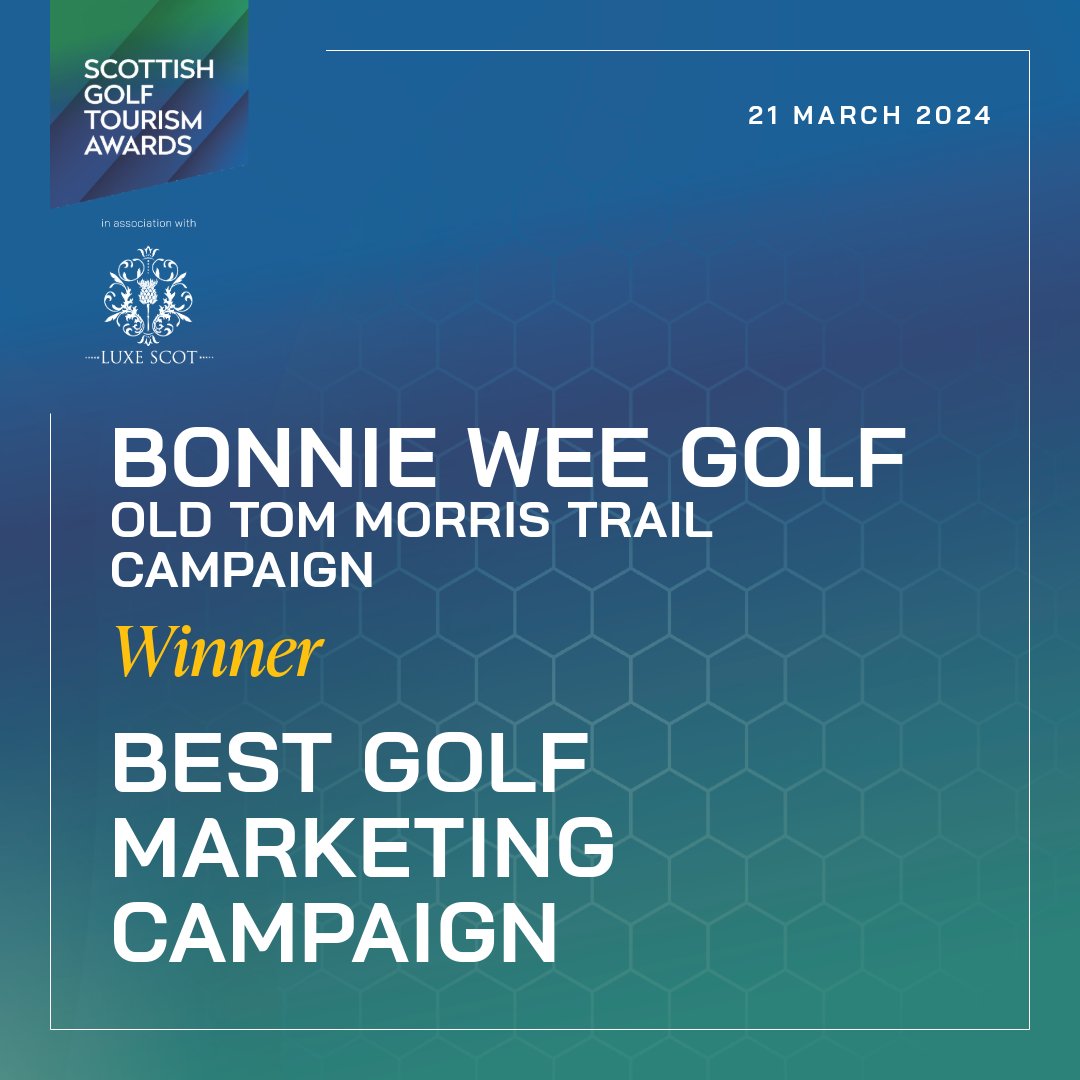 The winner of the Best Golf Marketing Campaign award is... @BonnieWeeGolf – Old Tom Morris Trail Campaign Congratulations! #SGTA24