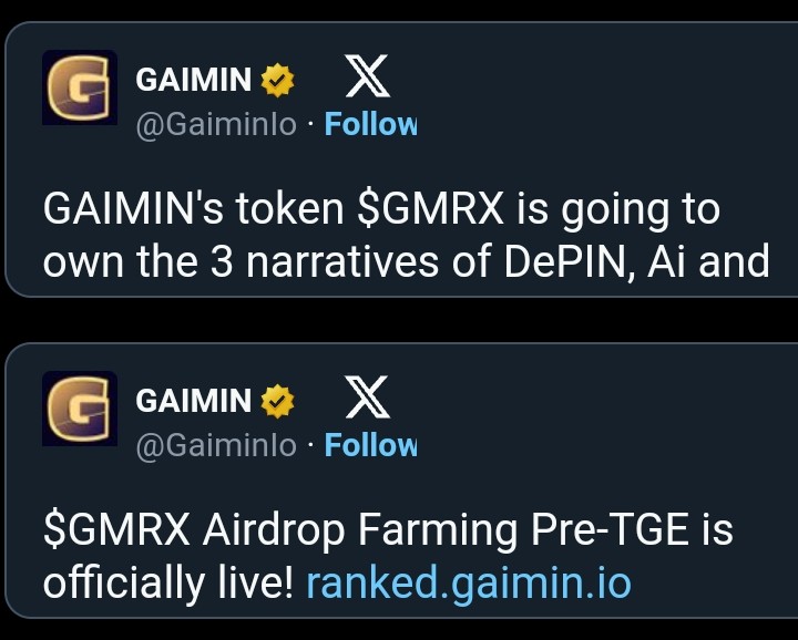 lesunshikder415's tweet photo. 💥Most Powerful &amp; big incoming opportunity💸 #airdrop @GaiminIo and $GMRX 

🎁Airdrop  link⤵️ https://t.co/YvSNWB4Gm6
🛑Don't miss🛑

#crypto #new_token #new_coin #free_mining https://t.co/8BIoJgCC7L