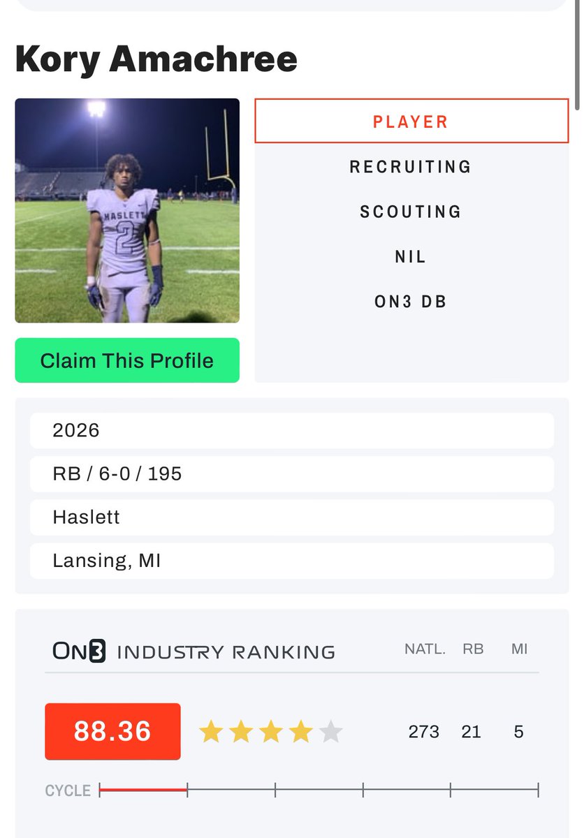 BLESSED to officially be ranked as a 4⭐️ by @On3sports, #21 Running back in the Nation, #273 in the Nation overall, #1 RB in Michigan, #5 in Michigan overall.

@On3Recruits @CoachBThomas05 @TheD_Zone @MohrRecruiting @CharlesPower @SeanFitzOn3 @ian_kress @KillopOn3 @mims_isiah
