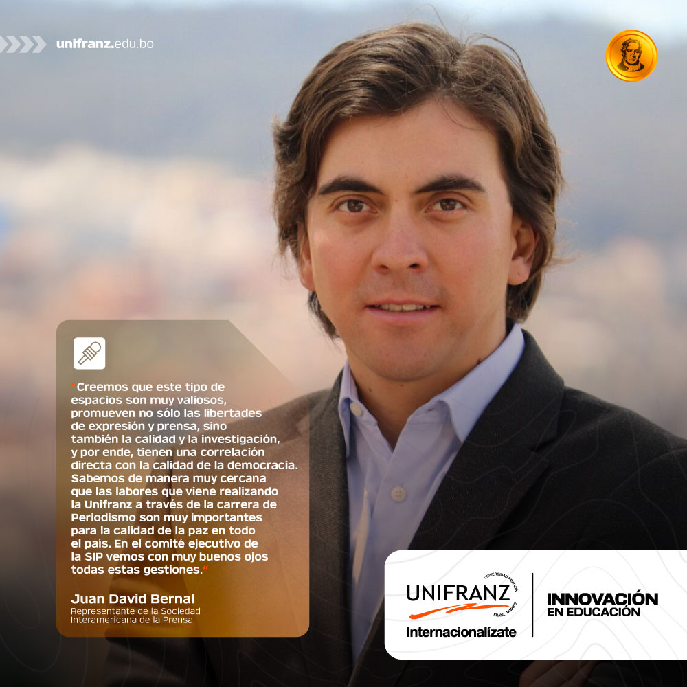 La Segunda Versión del Reconocimiento al #Periodismo de Investigación Franz Tamayo cuenta con el apoyo de la <a href="/sip_oficial/">SIP • IAPA</a> .
Juan David Bernal, Representante de la SIP, destaca la importancia de impulsar estas actividades.📰🔍

#UnifranzLaPaz