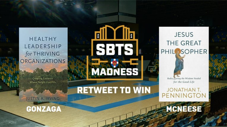 SBTS's tweet photo. Healthy Leadership for Thriving Organizations and Jesus the Great Philosopher go head to head in this next match. RT to win! 🏀📖 #SBTSMadness https://t.co/mmDNhUeMbM