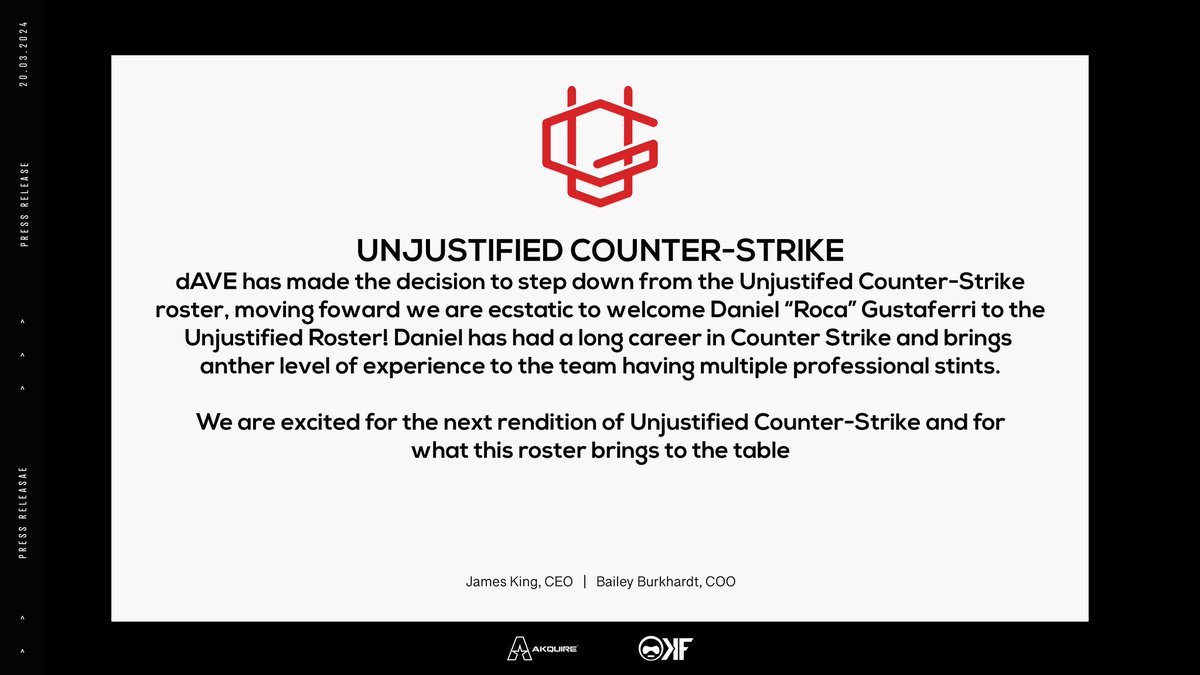 Update Regarding our Counter-Strike roster

Welcome <a href="/rocazor/">roca</a> to Unjustified Counter-Strike as our new 5th!

#LeaveNothingUnjustified #UGCS