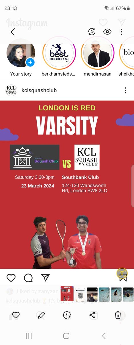 King's Squash Team in Action on Saturday 23rd March 2024