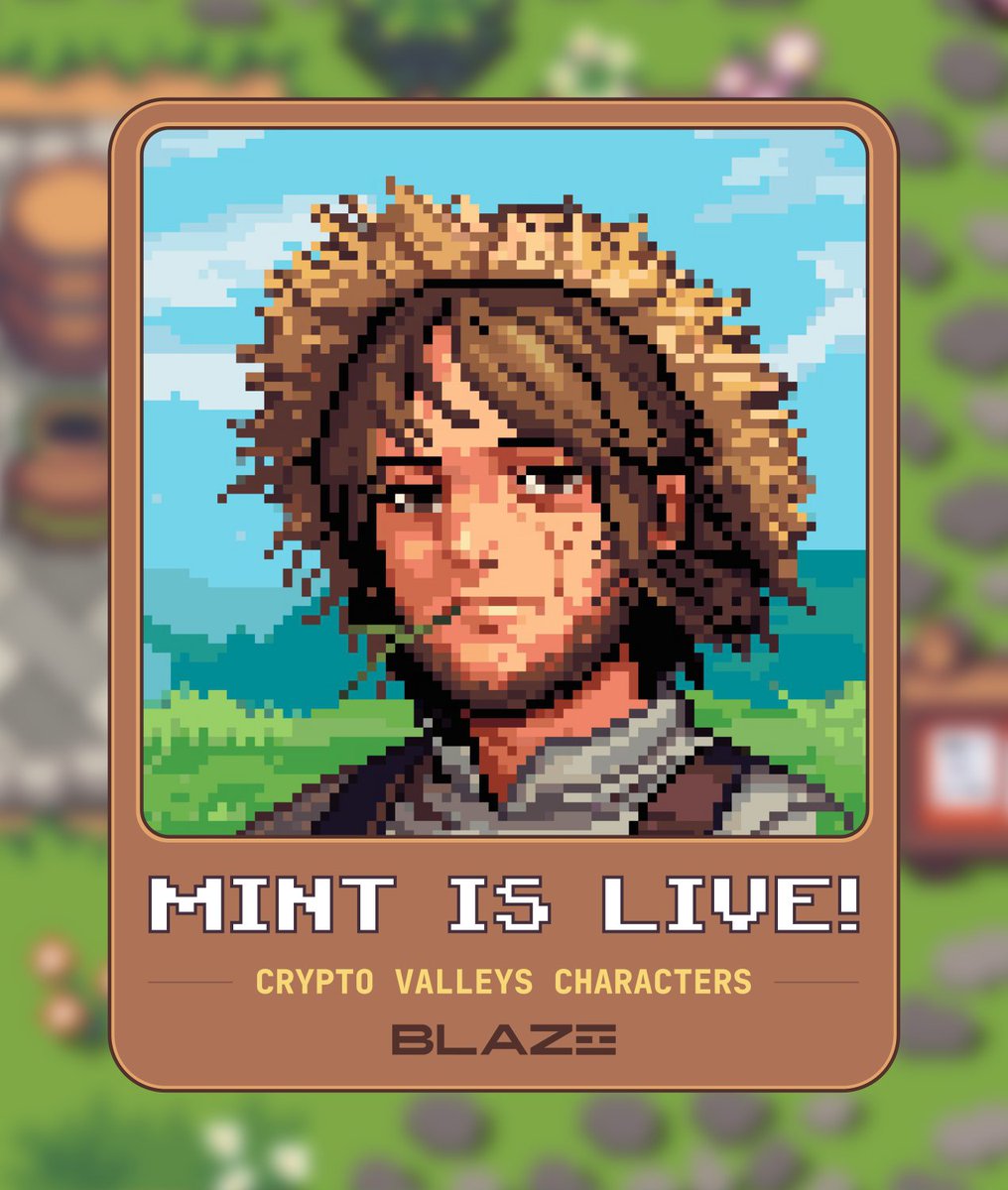 The <a href="/CryptoValleys/">Crypto Valleys｜Blast</a> Characters free mint is live.

Whitelist: Open for 24 hours starting now.
Public: Opens on March 22 at 8PM EST.

1 mint per wallet. 🧑‍🌾

📌 blaze.ong/mint/cryptoval…

Show us your farmers below 👇