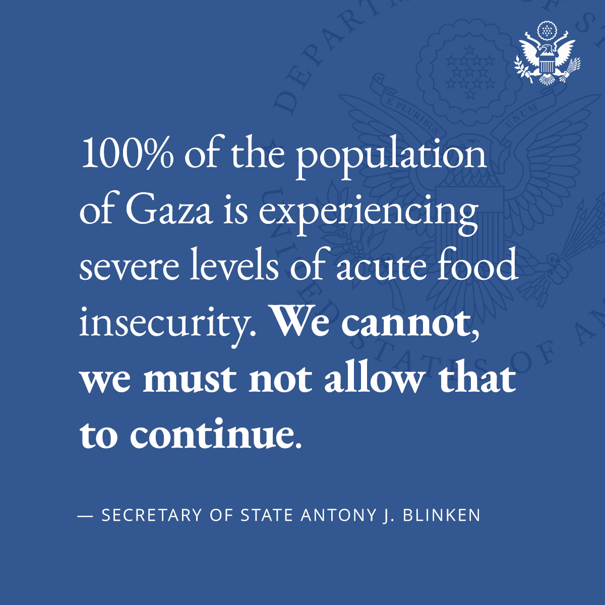 The people who live in Gaza continue to face a horrific humanitarian situation. Humanitarian assistance must be a priority and it must be sustained.