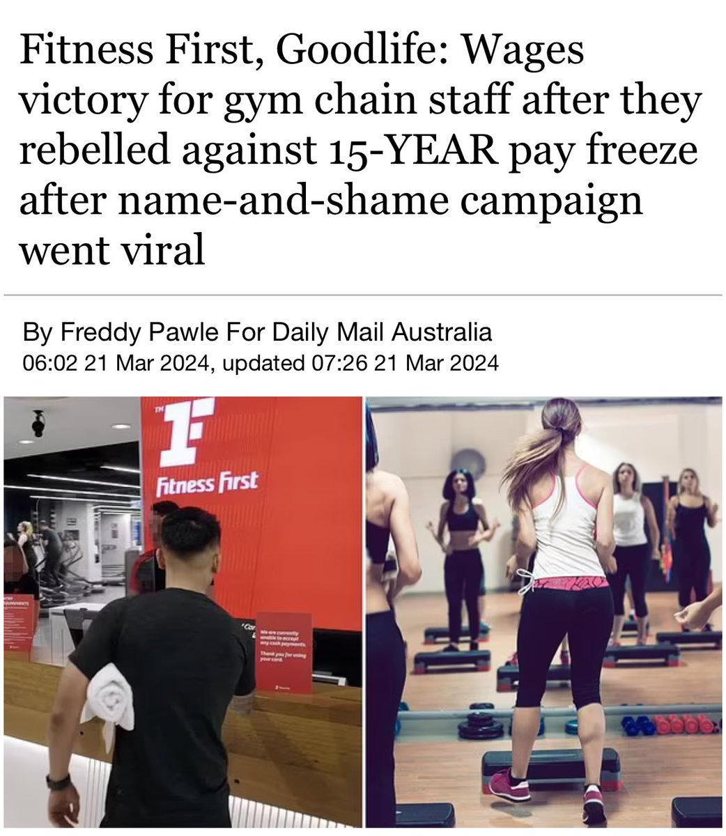 @UnitedWorkersOz members at Goodlife and Fitness First won a pay increase because of their public petition. Instructors are Unionising and winning big as a collective around the country. There is a long way ahead for real wage justice, and the struggle continues. #Unionwin