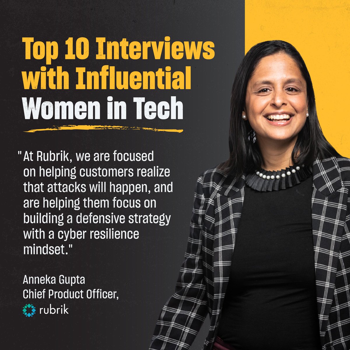 jainravz's tweet photo. Love this…@RubrikInc CPO @AnnekaGupta has been featured in @CIOInfluence’s Top 10 Interviews with Influential Women in Tech! In her interview, Anneka discusses how AI is revolutionizing cyber recovery, zero trust security, and more 👉 https://t.co/MKAdPwxBFw https://t.co/B2e4poNYkh