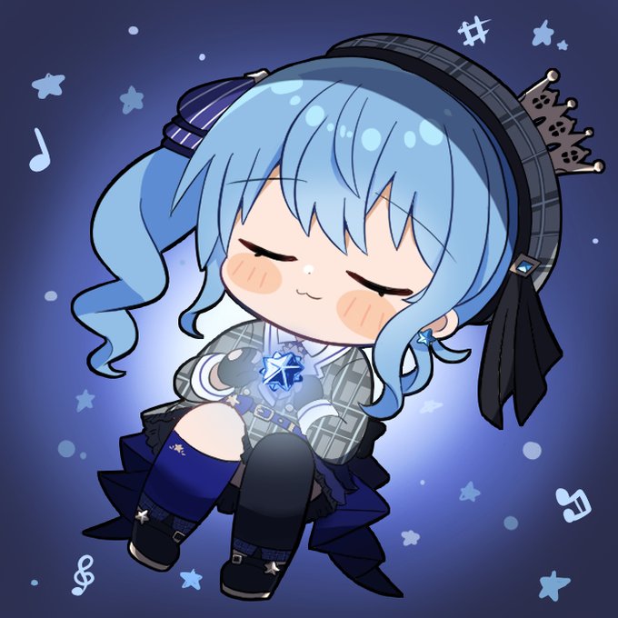 「blue hair single thighhigh」 illustration images(Latest)