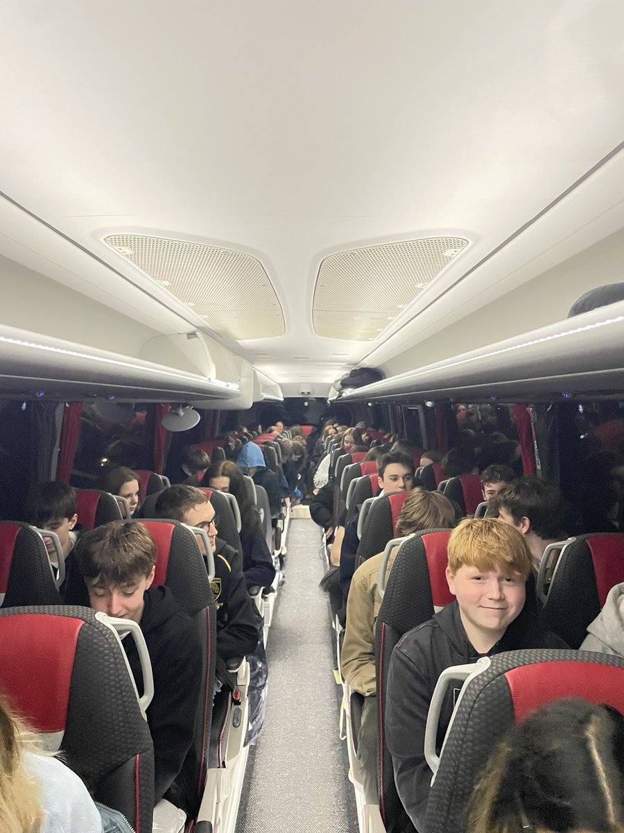 CampdenPE's tweet photo. And we are off! A prompt 4am meet and lots of excited (and tired) faces ready for the trip of a lifetime! #CampdenSki2024 #USA #WatervilleValley https://t.co/oCgHtxyVoJ