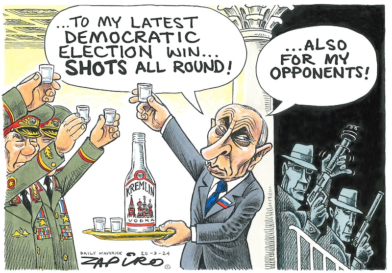 Zapiro cartoon published @dailymaverick (20 March 2024) on Power Grip @Russia @KremlinRussia_E - zapiro.com/240320dm