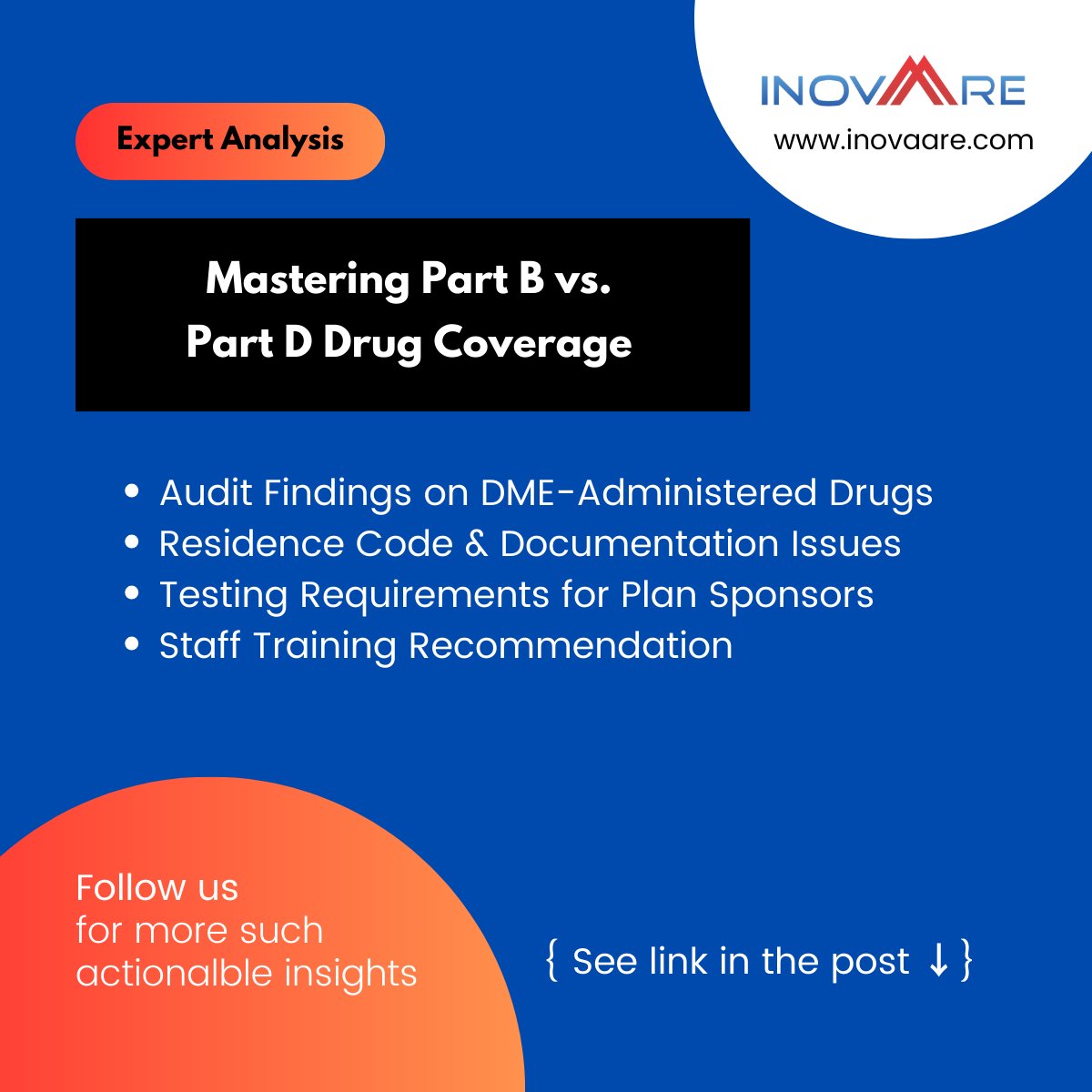 InovaareCorp's tweet image. New CMS audit reveals common pitfalls in determining proper Part B vs Part D coverage for DME-administered drugs like insulin pumps and nebulizers. Our analysis offers key compliance guidance in this area. zurl.co/94pW 

#MedicarePartB #MedicarePartD #DrugCoverage