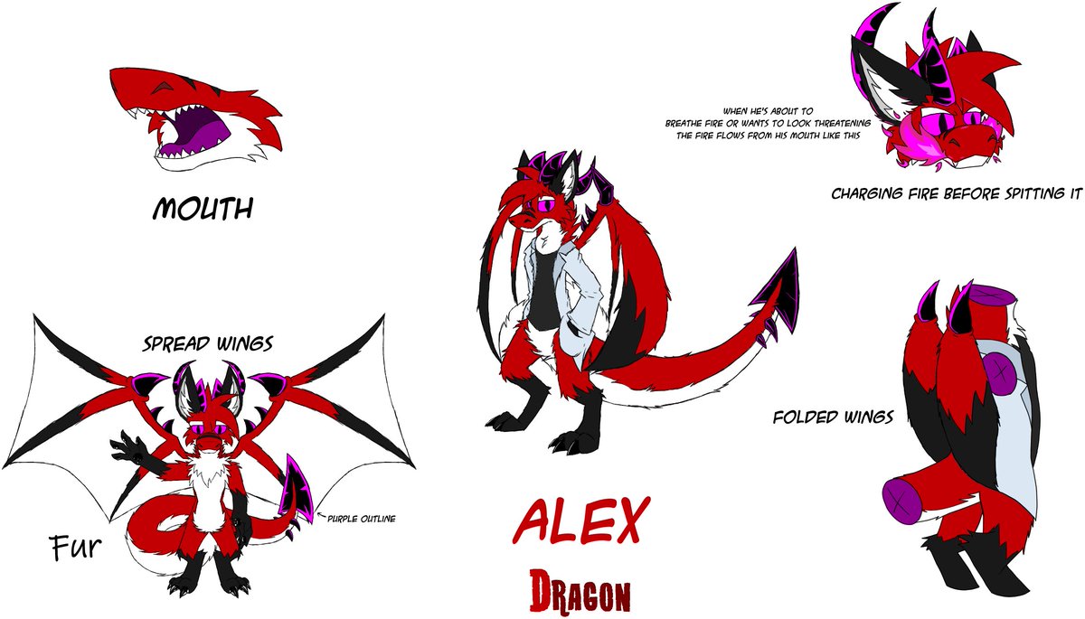 TheRedFoxxo's tweet image. Alex Dragon Reference -w-   #furryreference #furry #Dragon