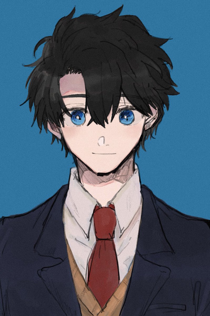 fujimaru ritsuka (male) solo looking at viewer smile short hair blue eyes simple background shirt  illustration images