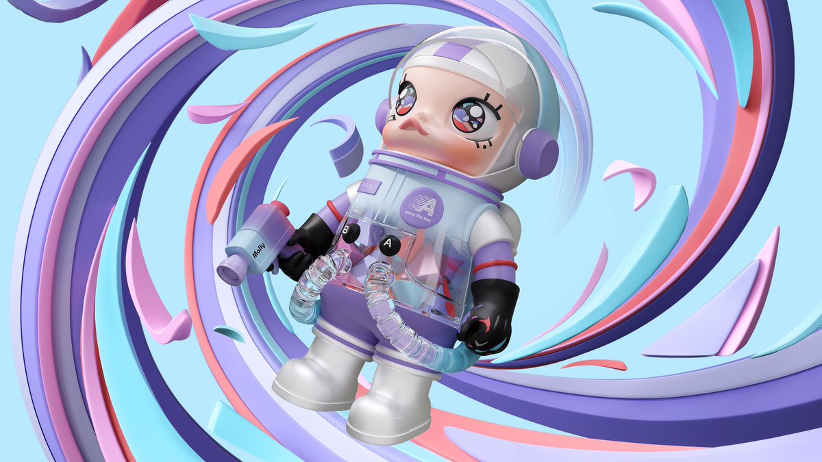 Chicago-based Filipino artist Louis De Guzman launches his 'Along the way' universe into the cosmos with his artist edition Mega Space Molly (400/1000%) figures from Kenny Wong x Pop Mart. Dope: geometric shapes in the body. 1000%: Friday @ 7 AM PDT. vinylpulse.com/2024/03/louis-…