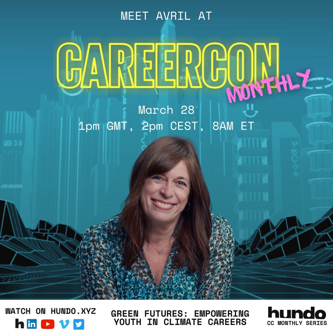 We're thrilled to have Avril Greenaway, Co-Founder of @CleanerSeasGp, as a speaker at hundo's #Climate CareerCon event! 🥳 Avril will explore 'Innovative Solutions for Ocean Conservation' on March 28🌍 Don't miss this insightful discussion! Sign up now - hundo.xyz/live