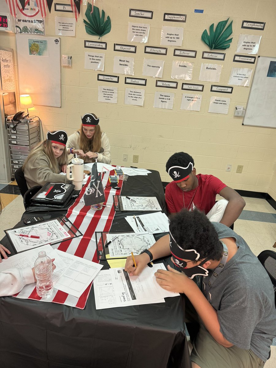 One of my new favorite lessons: using the Pythagorean theorem to find pirate treasure by find the distance between islands on a treasure map. #WeAreChristiana #ChristianaIsTheBest <a href="/kylemnix/">Dr. Kyle Nix</a> <a href="/chmscougars/">Christiana Cougars</a>