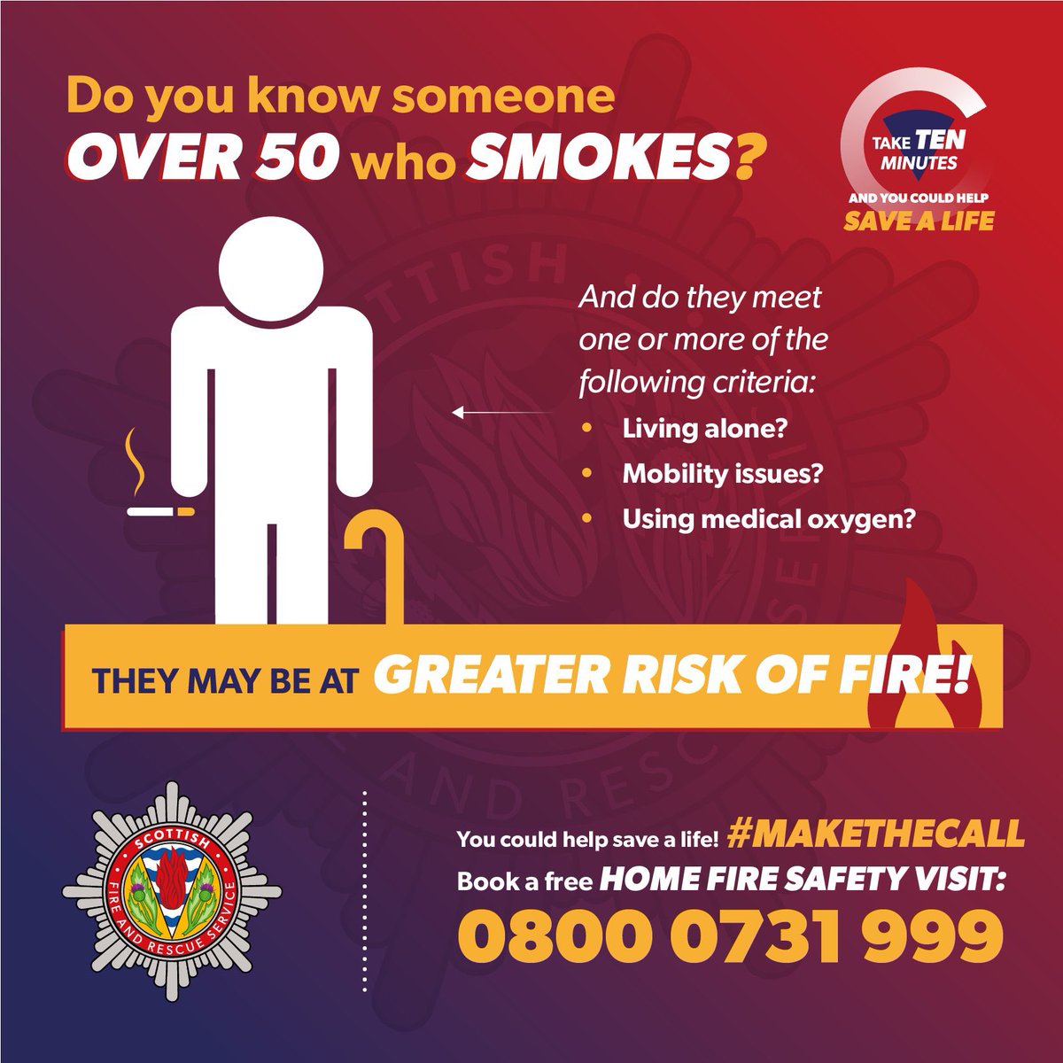 KillinFire's tweet image. It can take less than two minutes to make a call which can save lives. Are you a carer, family member or know someone who may be at risk of fire in the home? #MakeTheCall - book them a free Home Fire Safety Visit now with their permission. 🚒🔥🏡 firescotland.gov.uk/contact-us/hom…