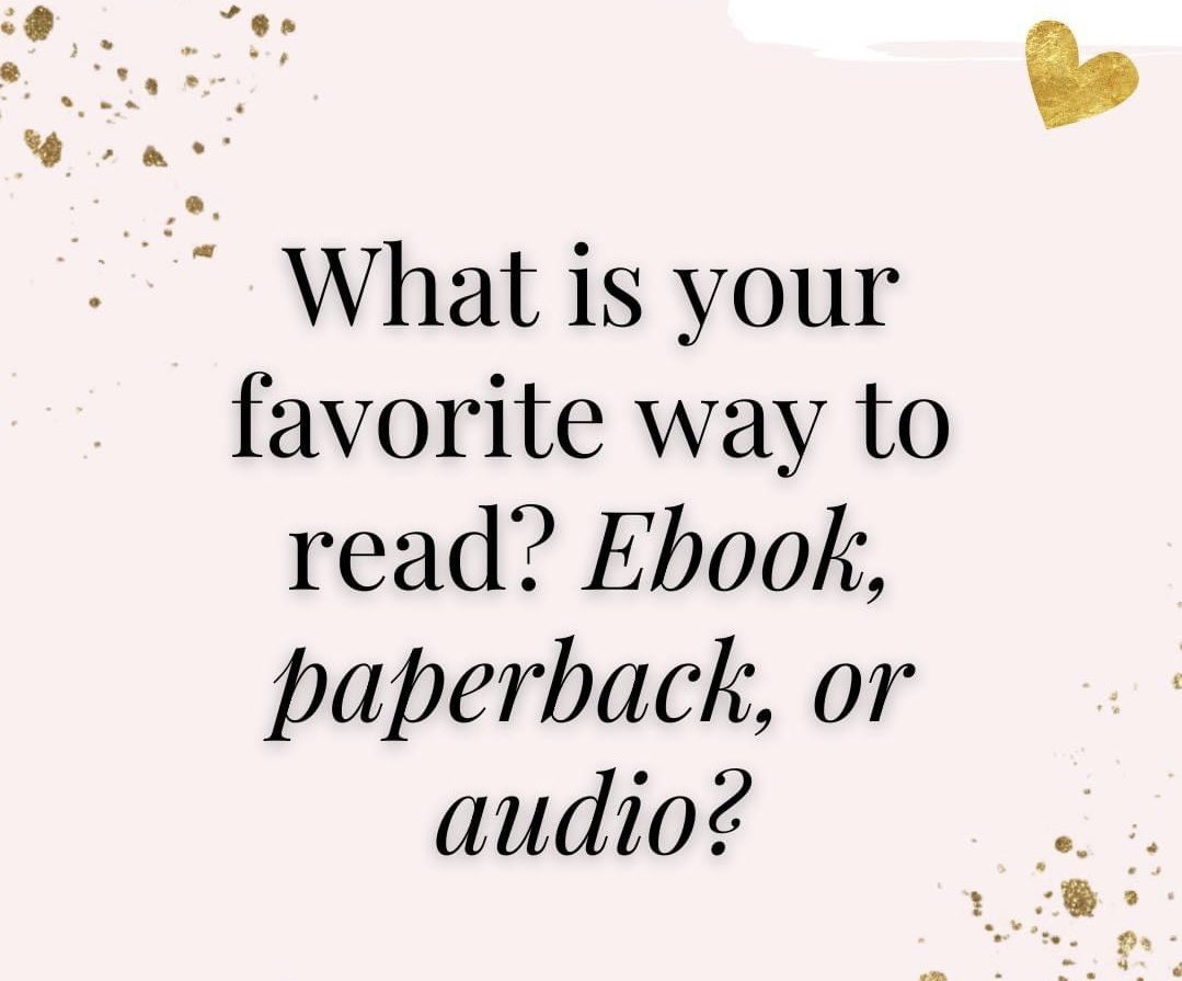 𝐐𝐮𝐞𝐬𝐭𝐢𝐨𝐧 𝐨𝐟 𝐭𝐡𝐞 𝐖𝐞𝐞𝐤 🤔💭

𝙒𝙝𝙖𝙩 𝙞𝙨 𝙮𝙤𝙪 𝙛𝙖𝙫𝙤𝙧𝙞𝙩𝙚 𝙬𝙖𝙮 𝙩𝙤 𝙧𝙚𝙖𝙙?
📱 𝗘𝗕𝗢𝗢𝗞
📚 𝗣𝗔𝗣𝗘𝗥𝗕𝗔𝗖𝗞
🎧 𝗔𝗨𝗗𝗜𝗢
Let me know yours in the comments below!

#romance #romancebooks #romancereaders #romancerecs #bookish #bookworm #booklover