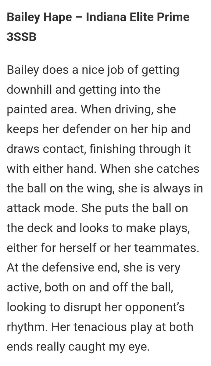 Thank you so much, @PriceJameson1, for the awesome write up! I appreciate you watching my @INElitePrime teammates and I at the Shamrock Classic last weekend! @Reitzgirlsbball @JrAllStarIN @IndianaEliteWBB @bstone3030