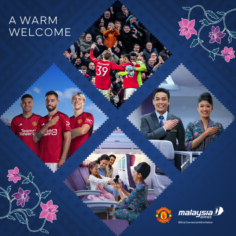 ManUtd's tweet photo. A warm welcome to @MAS 🤝

Pleasure to have you on board with us! Read about our new partnership👇

#MUFC #MalaysiaAirlines