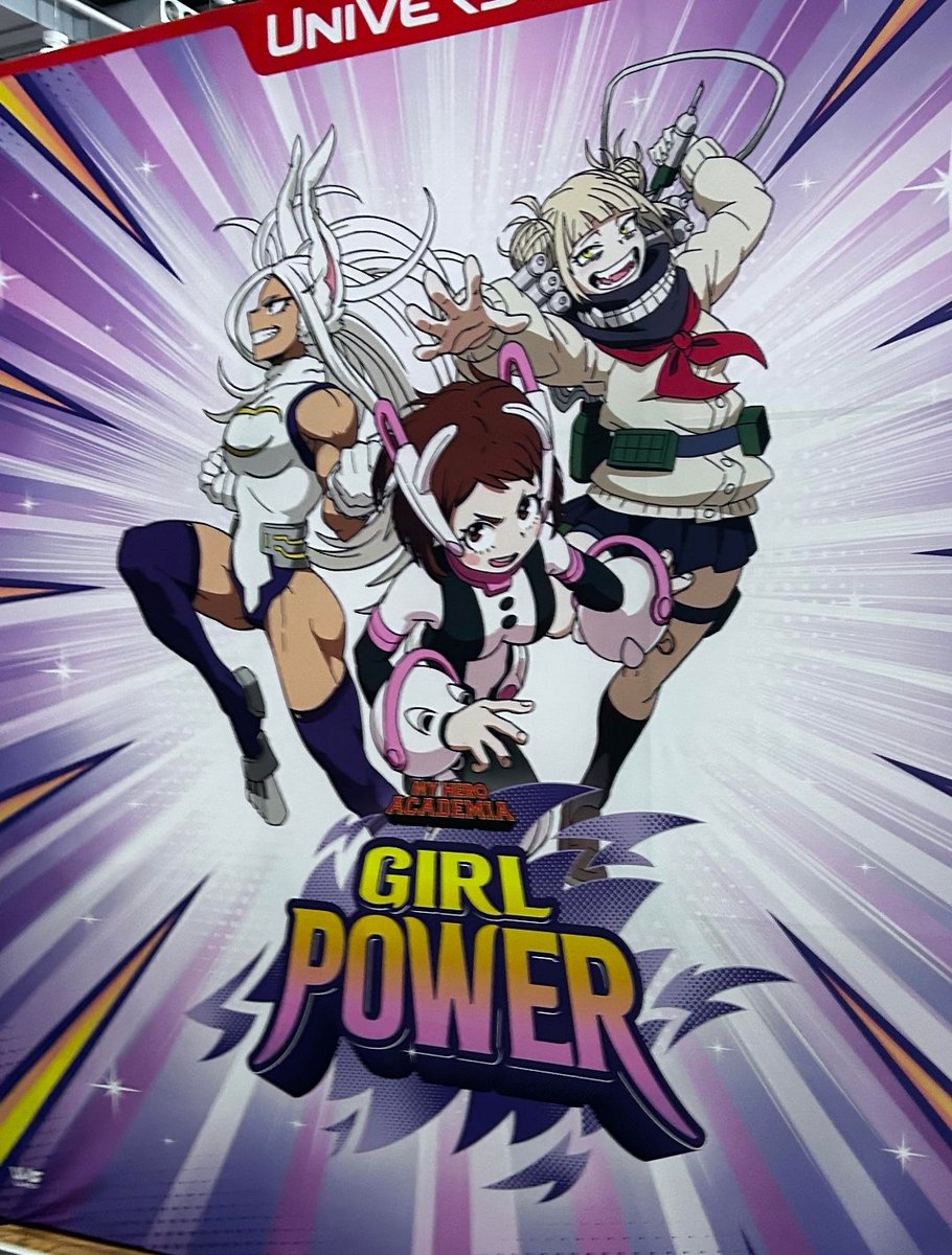 MightyGazelle1's tweet photo. A buddy of mine is at a convention, and saw this. 

Is this new artwork? I've never heard of "girl power" branding for MHA. https://t.co/vpOBI3SVSP