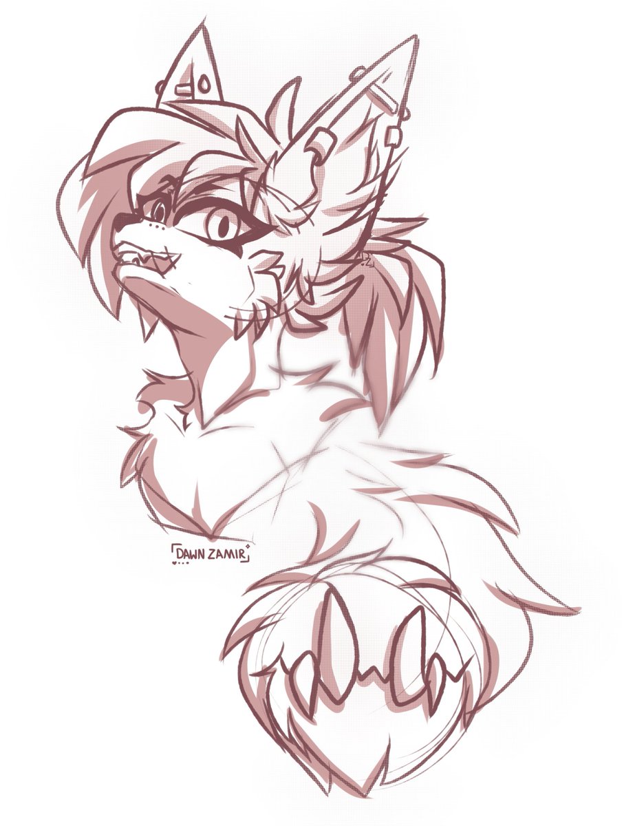 DawnZamir's tweet image. I'm down to work on more sketches~! So I've decided to host a small giveaway for 3 slots.

All you need to do is post your character's reference, tell me what your favourite baked good is and I will decide who I will draw via spin the wheel!

#furry #furryart