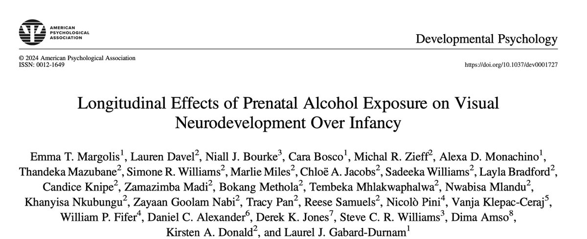 SO EXCITED to share my paper publishing my Master's thesis research - tl;dr: We find that increased prenatal alcohol exposure is linked to less mature visual processing (indexed by the VEP from EEG) in the first 6 months of life #eeg #babybrains #fasd doi.org/10.1037/dev000…