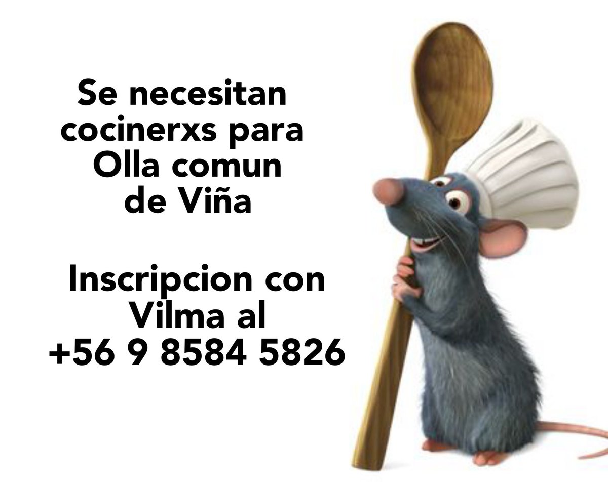 VIÑA- Voluntarixs para la Olla Común de Viña. Inscribirse con Vilma @vilmis20 al +56 9 8584 5826. Muchas gracias por compartir y participar.