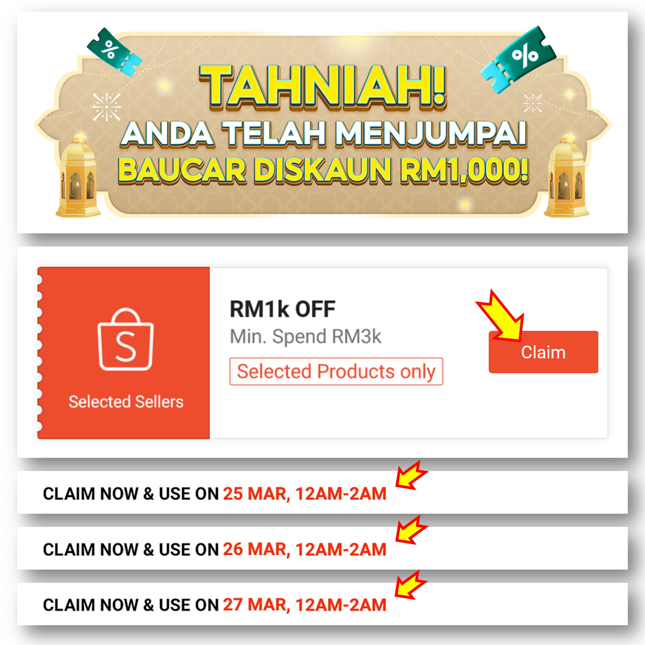 Shopee Raya Voucher Hunt - RM1000 Off!