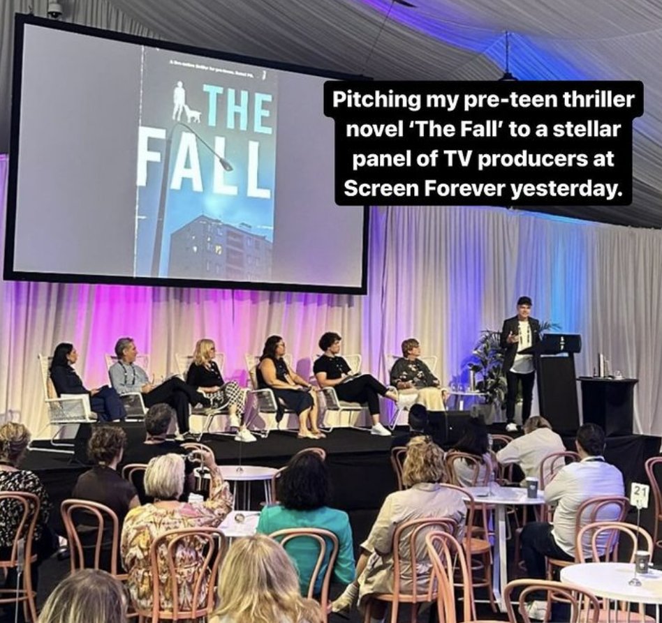 Screen Forever Publisher Pitch + Market yesterday. Pitching a TV adaptation of my book, The Fall, to producers. Met some excellent people, loved the other pitches and stayed on for the awards and party last night. No sleep, but a great adventure. #screenforever @Screen_Producer