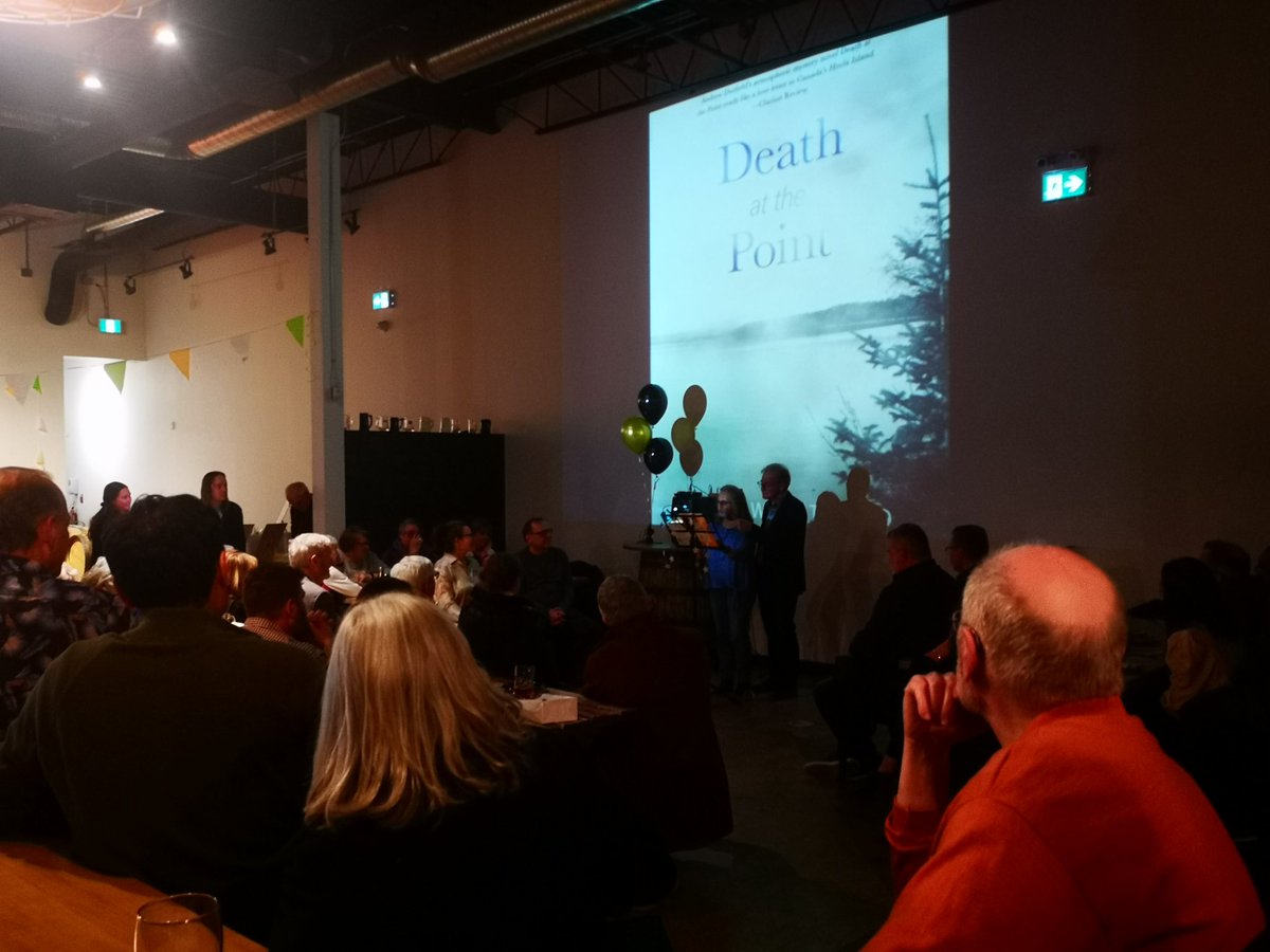 Tonight's book launch, "Death at the Point" by Andrew Dutfield, a murder fiction novel set on Hecla. #manitobanoir