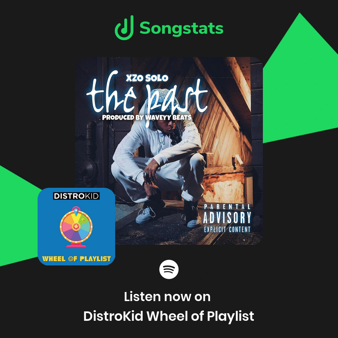 SongstatsApp's tweet photo. @themindofxzo Aww yeah!! Your track "The Past" was added to 'DistroKid Wheel of Playlist' with over 395K Followers on Spotify! See immediately what's happening with your tracks on Songstats. https://t.co/hojq925w4U