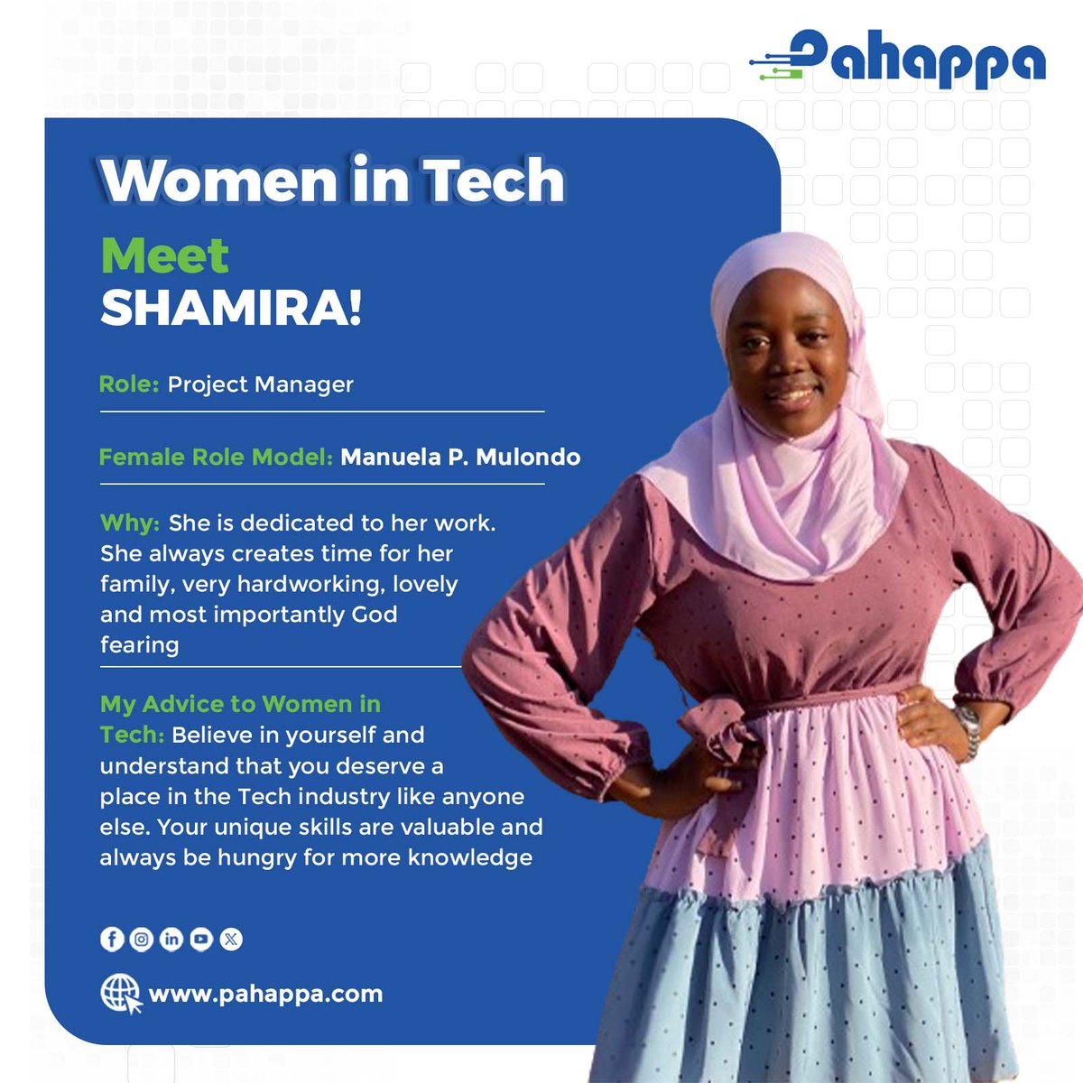 Meet @NaigaShamira, one of our Project managers. The best part about Shamira's job is when she gets to interact with clients from different walks of life. Shamira likes watching series, travelling, and online shopping. #teamwork #girlcoders #pahappa