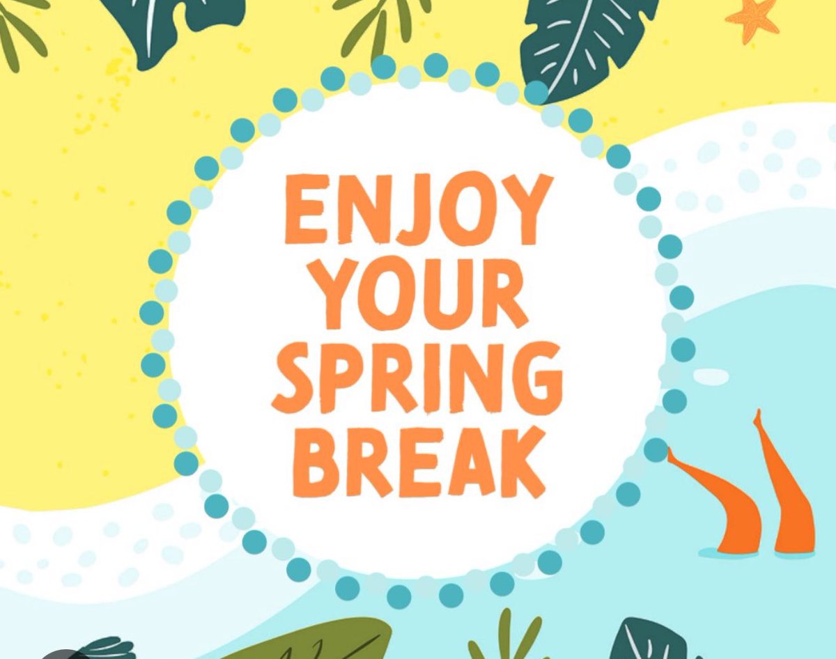 Spring Break is from March 22-31. The first day back is Monday, April 1st.