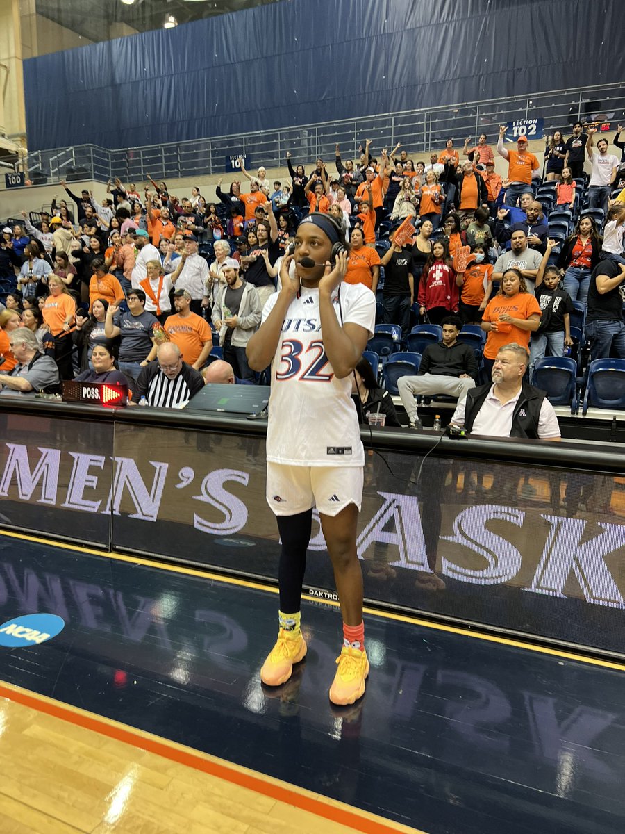 Jordyn Jenkins with postgame tv interview after scoring 27 points in @UTSAWBB’s 80-62 win over Northern Colorado in the WNIT first round