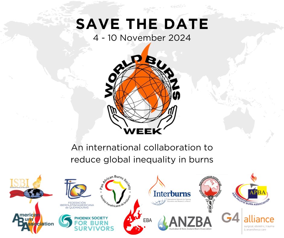 Together with other burns associations, the International Society for Burn Injuries will be launching #WorldBurnsWeek. This first full week in November will aim to advocate for global equity in burns. Stay tuned – more information coming soon!