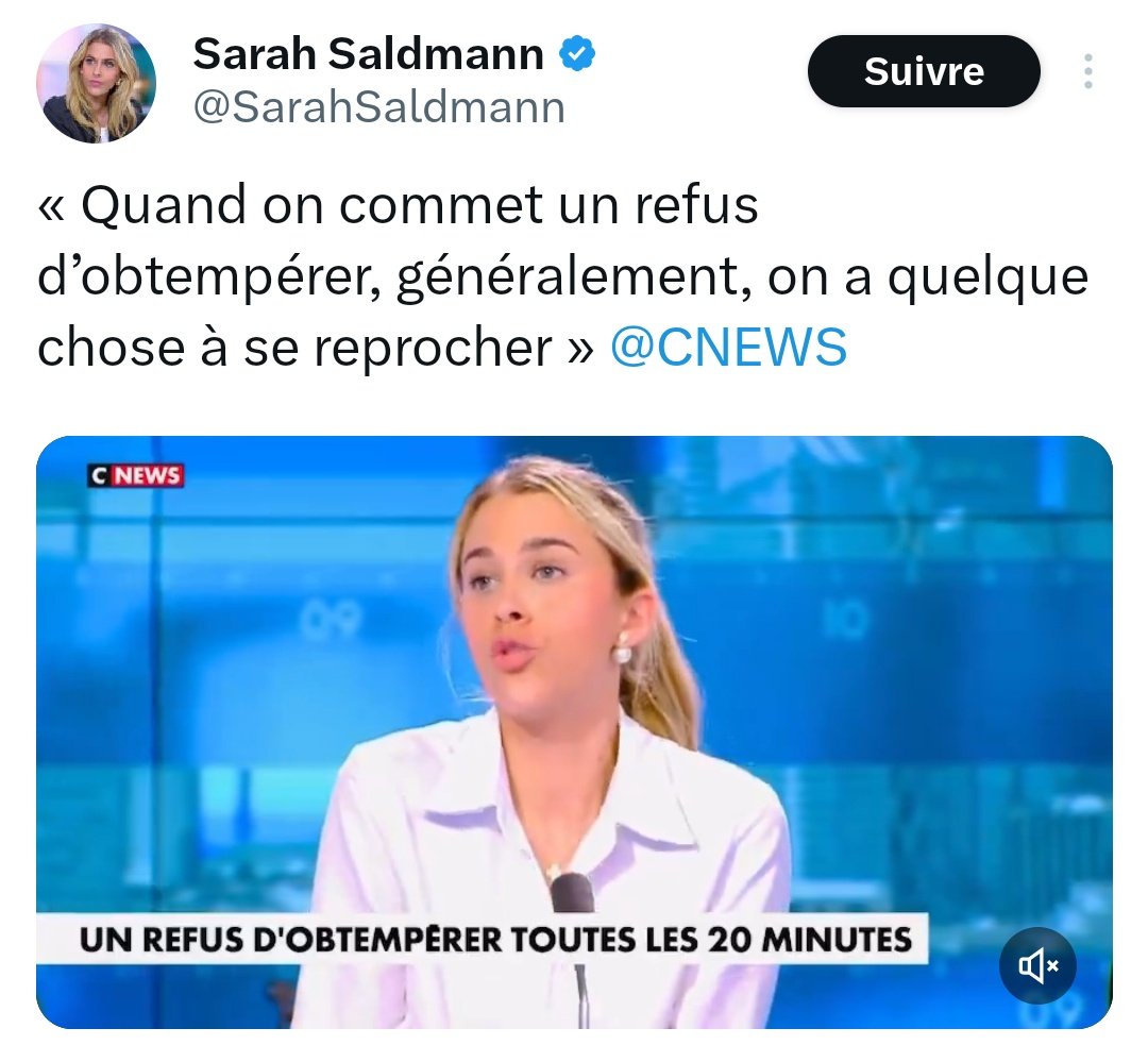 Bonjour @SarahSaldmann. Et quand la police te demande de t'arrêter et que tu t'arrêtes pour finir étranglé comme Cédric Chouviat, tu fais comment ? #LaPoliceTue