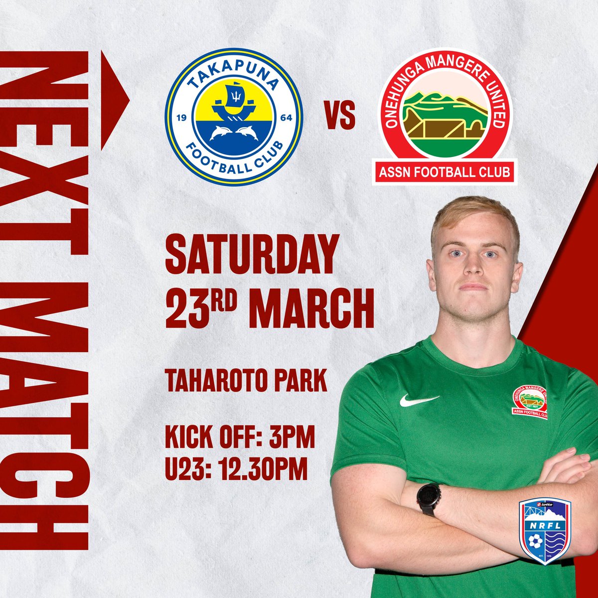 The 2024 season is now here! 

OMUAFC vs Takapuna

📅 Date: Saturday 23rd March
📍 Venue: Taharoto Park, Takapuna
🕙 U23s: 12.30PM
🕙 Firsts: 3PM

The teams are rearing to take the field tomorrow so now all we need is YOU! We can’t wait to see the OM supporters out there