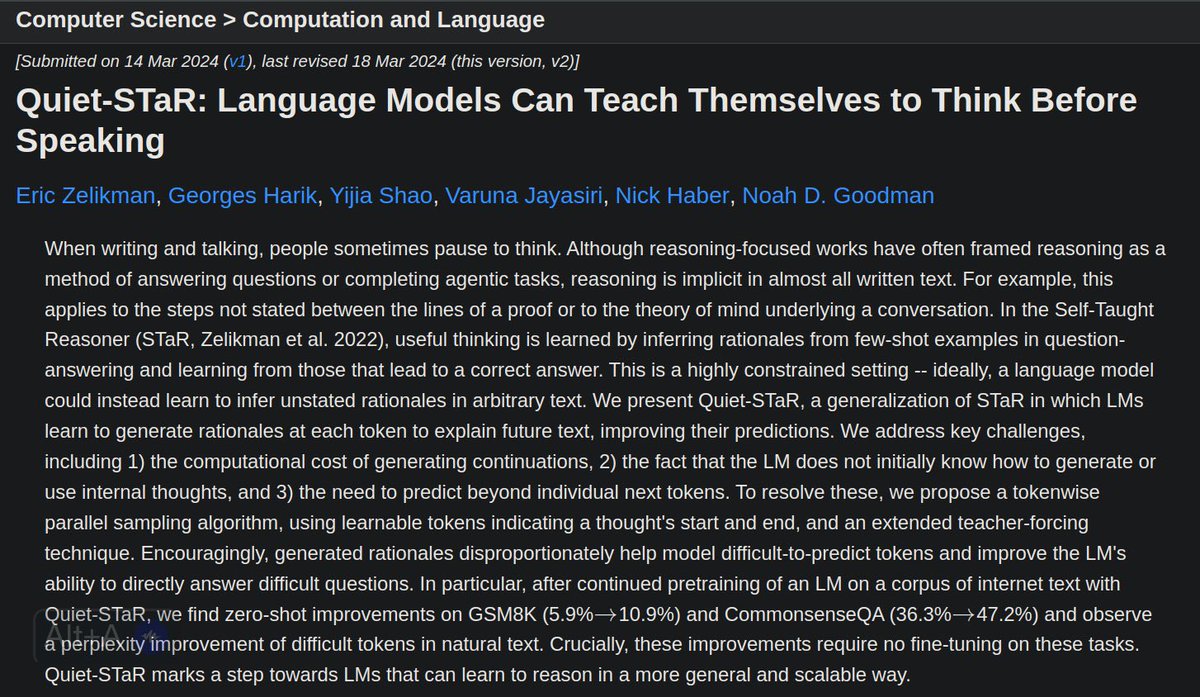 emollick's tweet photo. I love that the low hanging fruit for improving performance for LLMs are things like forcing them to pause before replying or giving them an inner monologue or providing a backspace key.

On one hand, it is bad to anthropomorphize AI, on the other, LLMs are pretty weird so 🤷‍♂️ https://t.co/4IERYlxu4Y