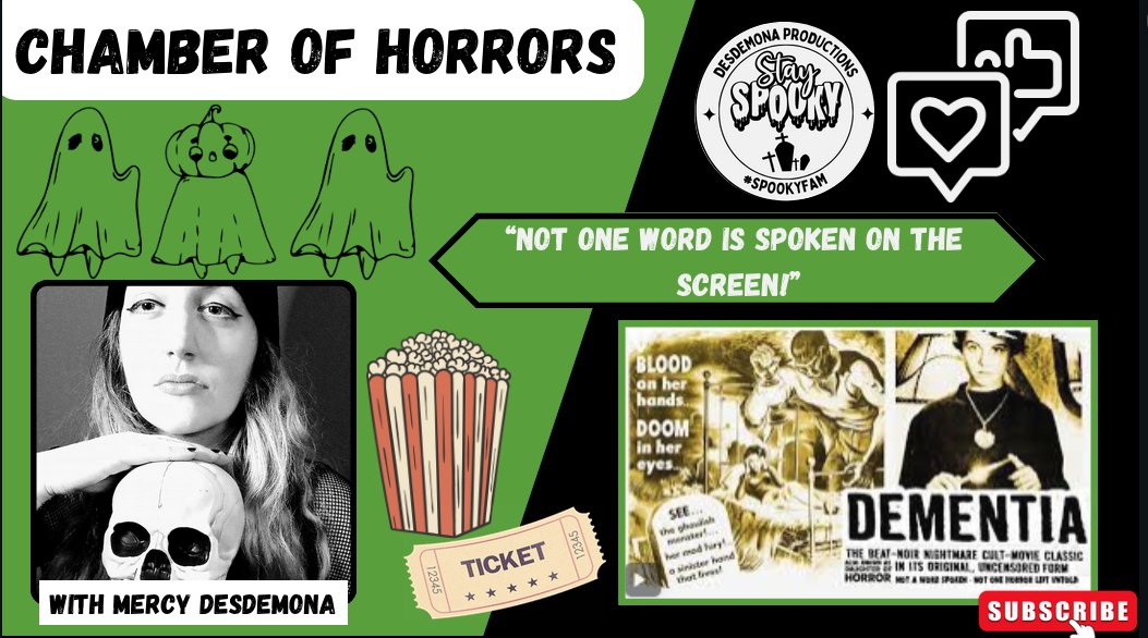 Coming this weekend --- We have a brand new #chamberofhorrors with the 1955 silent film -- Dementia! Hope you tune in!

Don't forget Saturday Night we have a live hang out podcast at 9 PM ESt where we are just talking horror, weird things and more! Co-hosted by @darkmage4pro