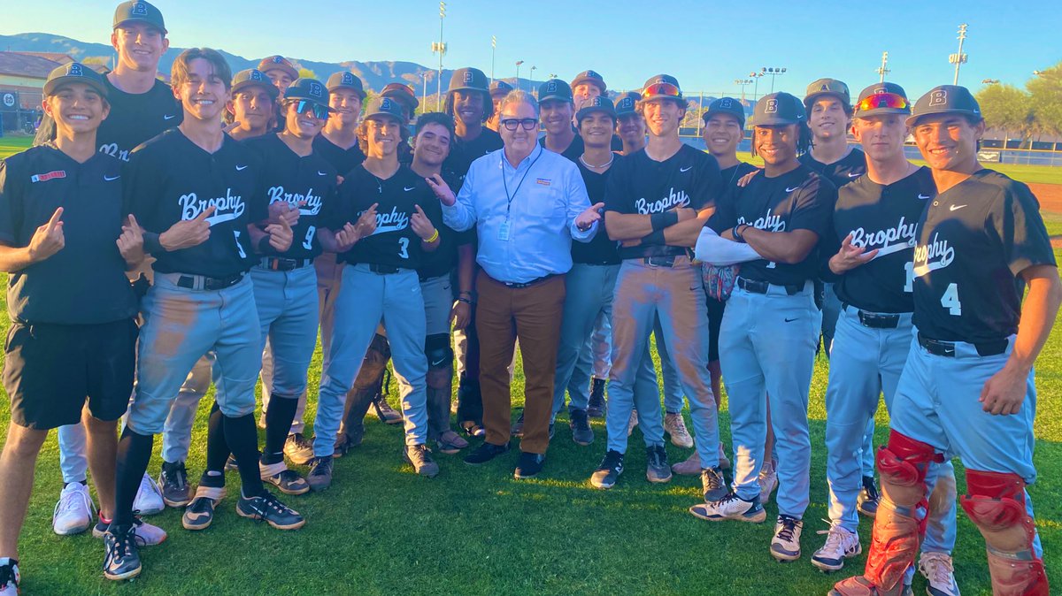 <a href="/Brophy_Baseball/">Brophy Prep Baseball</a> celebrates each win with a selfie, today inviting the Dean (Brophy student 1974) to join in the fun after 7-2 victory over <a href="/theDVway/">Desert Vista Athletics</a>