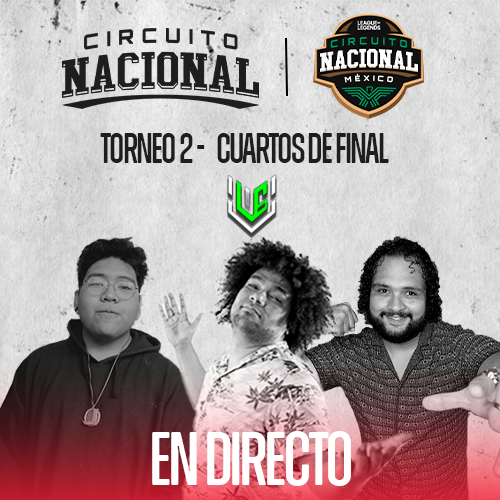 México C Torneo 2 - CUARTOS DE FINAL, ¡en directo! 🇲🇽
🇩🇴@malazunto,🐈‍⬛@KMille_lol y 💍@OzcarCaster
Con la producción de <a href="/LIGEsports/">Liga Internacional de Gamers</a>🎥

👾: twitch.tv/ligesports

¡Somos #CN2024!