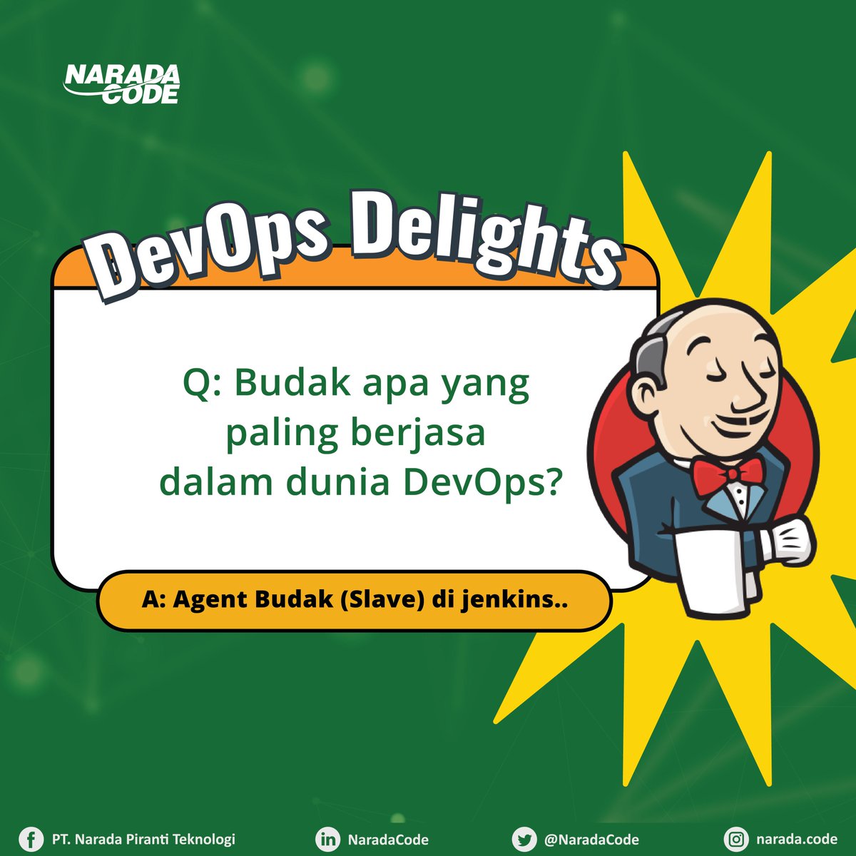 NaradaCode's tweet image. Jawab teka-teki DevOps ini dulu yuk sambil persiapan buat war takjil #DevOpsHumor #DevOpsDelights #DevOpsFoundation #NaradaCode