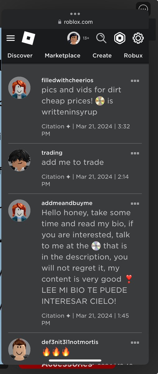 Ocean16972173's tweet photo. @Roblox_RTC I reported that these type of people were joining my group but roblox blaming me for it by locking my group Please help I’ve been asking around and no one has replied😭. https://t.co/hjKMXXLjgV