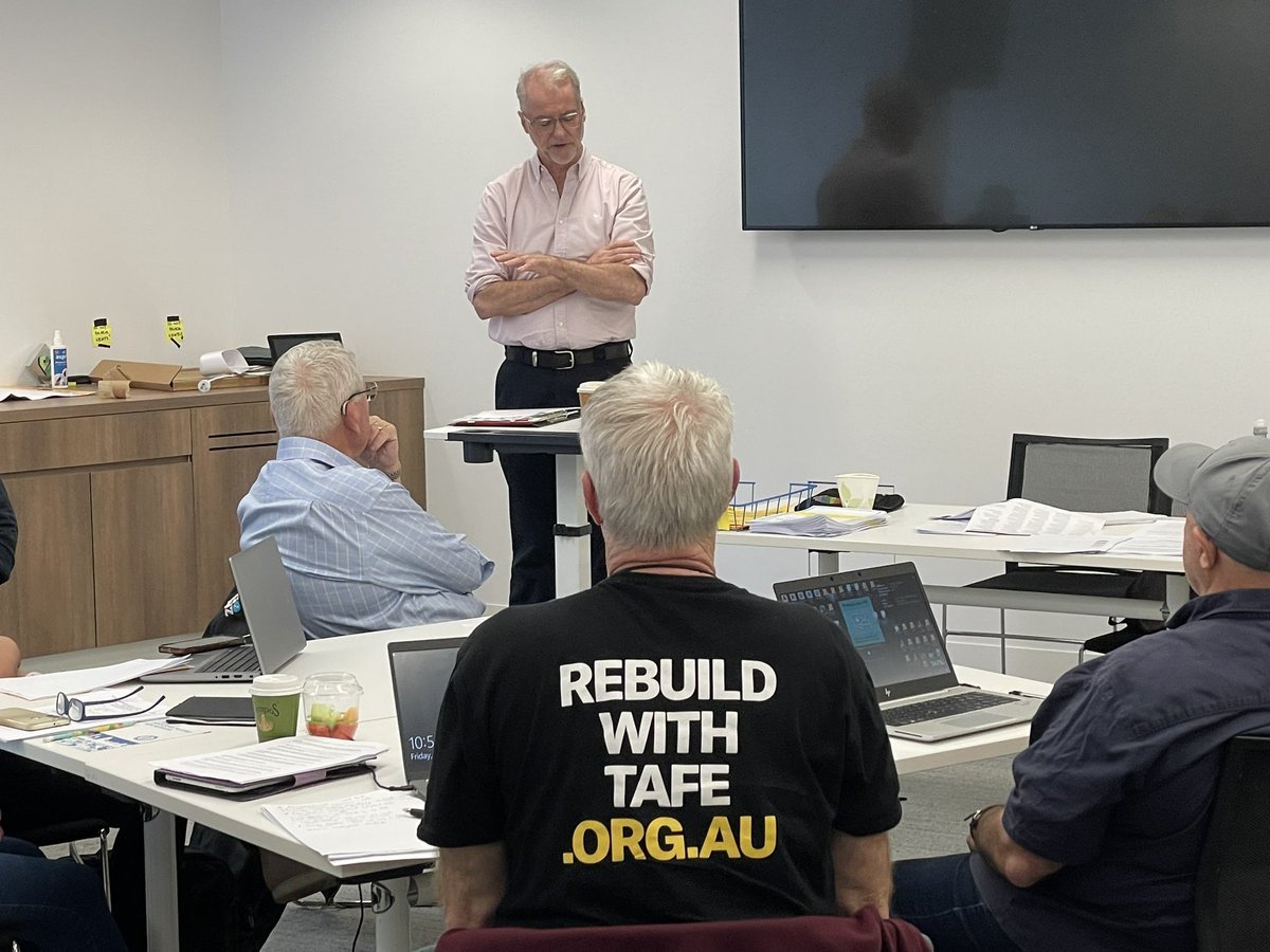 TAFEeducation's tweet photo. Big thank you to @TonySheldonNSW for addressing TAFE TA Council this morning about the Closing Loophole amendments to the Fair Work Act which improve job security for a highly casualised workforce. #RebuildWithTAFE https://t.co/HLaouZJO87