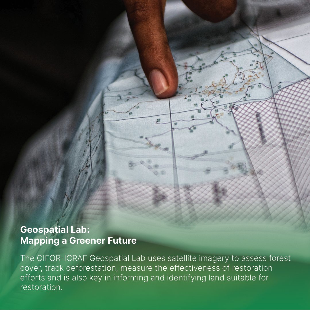 Mapping a Greener Future 🗺️ 

The CIFOR-ICRAF Geospatial Lab uses satellite imagery to assess #forest cover, track deforestation, measure the effectiveness of restoration efforts and is also key in informing & identifying land suitable for restoration.

#ForestDay #IntlForestDay