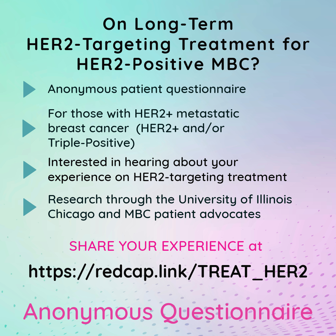 Liza Papautsky, PhD (@elpphd) on Twitter photo 📢HER2+ & Triple+ MBC
Researchers want to understand treatment decisions around continuing or stopping/pausing HER2 therapy.
Please complete our Anonymous survey: redcap.link/TREAT_HER2
@Martha_Carlson <a href="/maryam_lustberg/">Maryam Lustberg MD, MPH, FASCO</a>
#Cancer #Metastatic #PatientExperience 📢HER2+ & Triple+ MBC
Researchers want to understand treatment decisions around continuing or stopping/pausing HER2 therapy.
Please complete our Anonymous survey: redcap.link/TREAT_HER2
@Martha_Carlson <a href="/maryam_lustberg/">Maryam Lustberg MD, MPH, FASCO</a>
#Cancer #Metastatic #PatientExperience